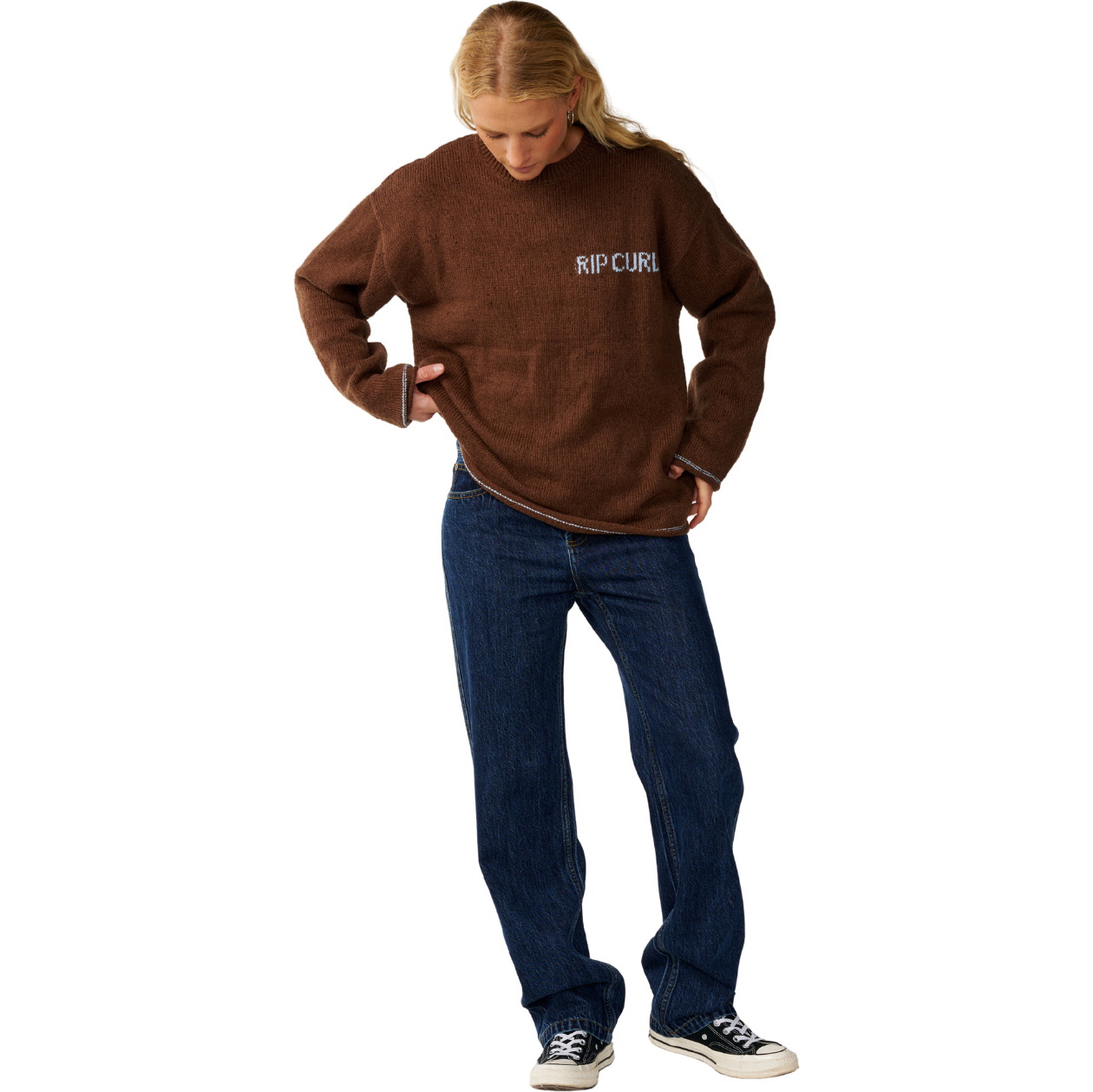 2026 Rip Curl Womens Stephanie Gilmore Sparrow Knitted Sweatshirt 047WKN - Chocolate